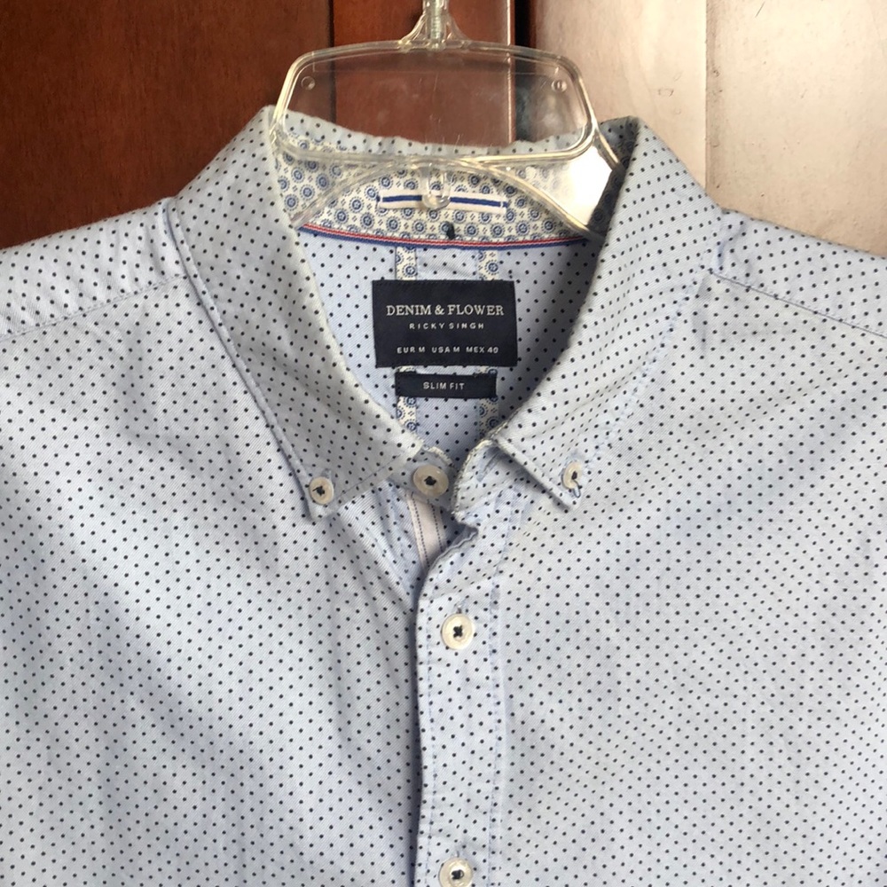 Denim & Flower polka dot button down shirt
